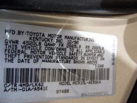 1997 TOYOTA AVALON XLS GOLD 3.0L AT Z18224